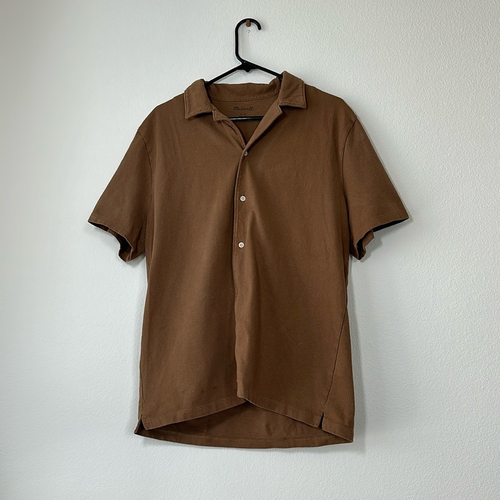 Madewell Camp-Collar Shirt, Camel/Tan, Size M